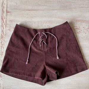 Lace up suede shorts